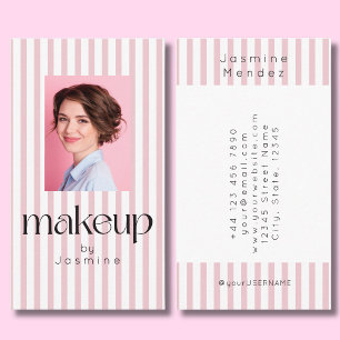 Blozende Roze Strepen Elegante Foto Make-up Arties Visitekaartje