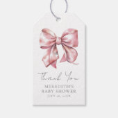 Blozende Roze Strik Baby Shower Cadeaulabel (Voorkant)