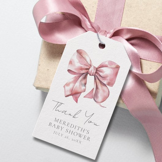Blozende Roze Strik Baby Shower Cadeaulabel