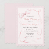 Blozende Roze Strik Baby Shower Uitnodiging (Voorkant / Achterkant)