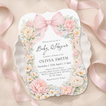 Blozende Roze Strik Bloemen Meisje Baby Shower
