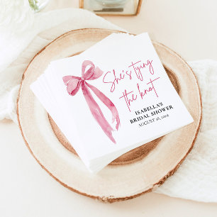 Blozende Roze Strik Zij Knoop Haar Bruiloft Bridal Servet