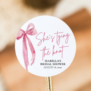 Blozende Roze Strik Zij Knoop Haar Kousen Bruidsbr Ronde Sticker