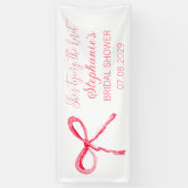 Blozende Roze Strik Zij knoopt de knoop Bruidsfees Spandoek (Verticaal)