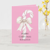 Blozende Roze Suikerstok Kerstmis Kaart (Gele Bloem)