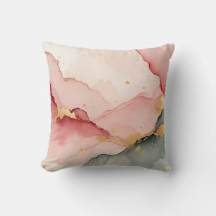 Blozende Roze Teal Gouden Abstract Kussen