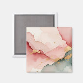Blozende Roze Teal Gouden Abstract Magneet (Voorkant / Achterkant)