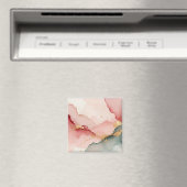 Blozende Roze Teal Gouden Abstract Magneet (Insitu (Vaatwasser))