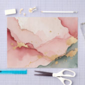 Blozende Roze Teal Gouden Abstract Tissuepapier (Craft)