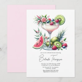 Blozende Roze Tropische Bloemige Cocktail Bruidsdo Kaart