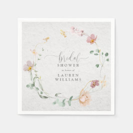 Blozende Roze Tuin Bloemen Krans Bruidsfeest Servet