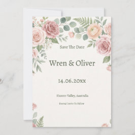 Blozende Roze Tuinroos Bloemig Save The Date