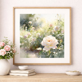 Blozende Roze Tuinrozen Poster