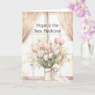 Blozende Roze Tulpen Bloemstuk Hoop is de Beste Me Kaart