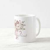 Blozende Roze Vaas Chocolade Crème Bloemen Koffiemok (Voorkant rechts)