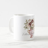 Blozende Roze Vaas Chocolade Crème Bloemen Koffiemok (Voorkant links)