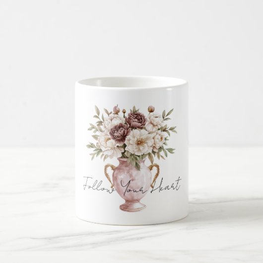 Blozende Roze Vaas Chocolade Crème Bloemen Koffiemok (Center)