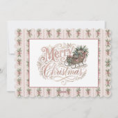 Blozende Roze Victoriaanse Kerstmis Feestdagenkaart (Achterkant)