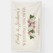 Blozende Roze Vintage Bloemenkoppel Trouwfeest Spandoek (Verticaal)