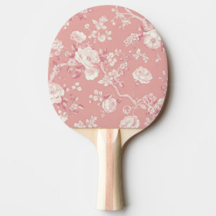 Blozende Roze Vintage Roos Toile Bloemmotief Tafeltennisbatje