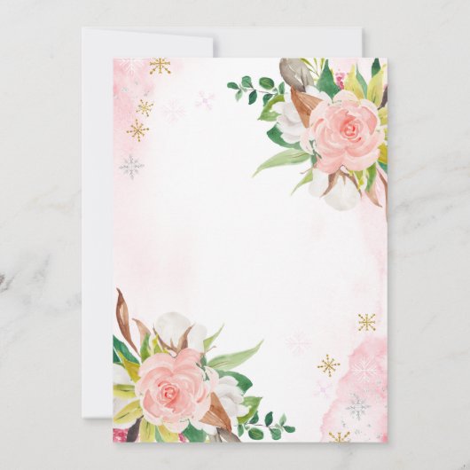 Blozende Roze Waterverf Bloem Baljurk Gouden Quinc Kaart (Achterkant)