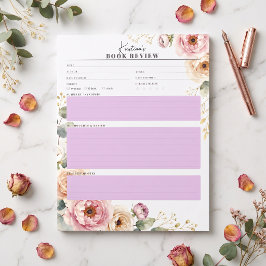 Blozende Roze Waterverf Bloem Boekrecensie Lezen Notitieblok