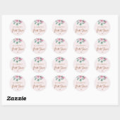 Blozende roze waterverf bloemschrift bruidsdouche ronde sticker (Vel)