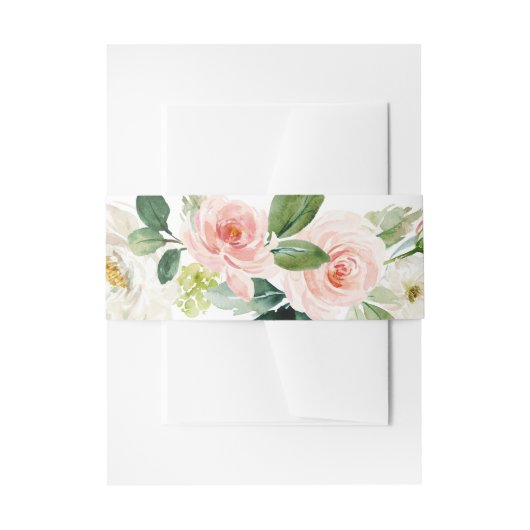 Blozende Roze Waterverf Bloemstuk Uitnodigingen Wikkel (Voorkant Voorbeeld)