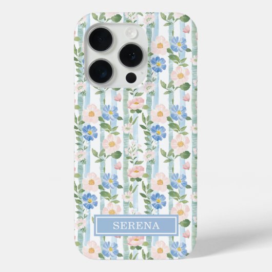 Blozende Roze Waterverf Gestreepte Persoonlijke Case-Mate iPhone Case (Achterkant)