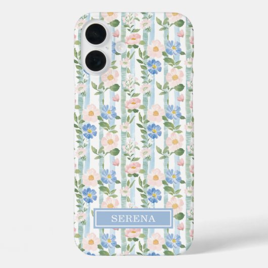 Blozende Roze Waterverf Gestreepte Persoonlijke Case-Mate iPhone Case (Achterkant)