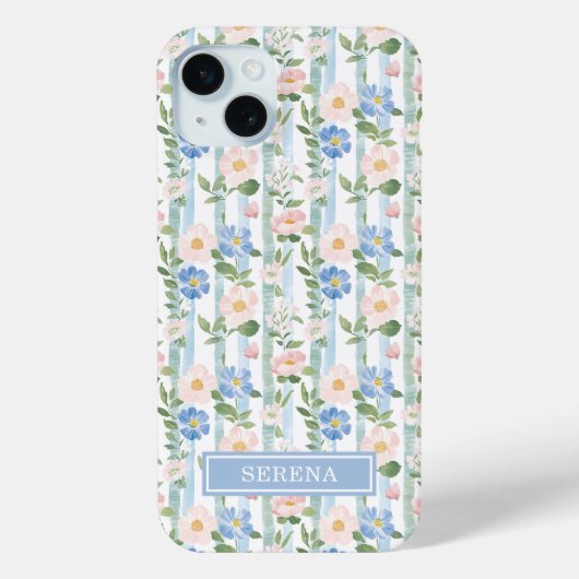 Blozende Roze Waterverf Gestreepte Persoonlijke Case-Mate iPhone Case (Achterkant)