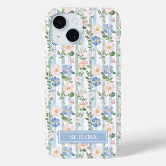 Blozende Roze Waterverf Gestreepte Persoonlijke Ho Case-Mate iPhone Case (Achterkant)