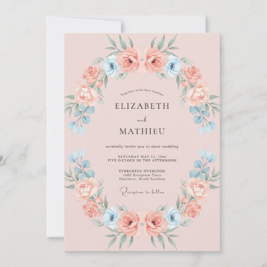 Blozende Roze Whimsical Lente Bruiloft Kaart (Voorkant)