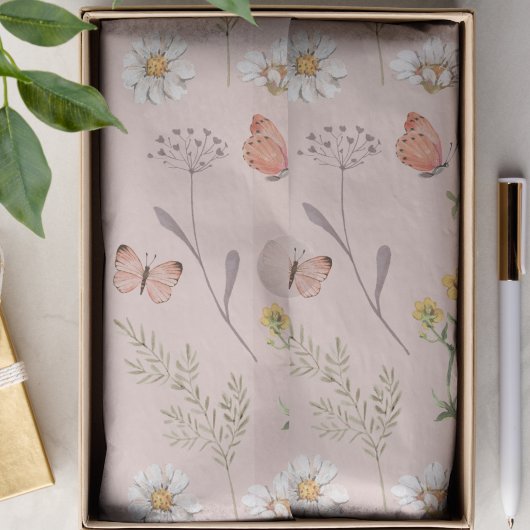 Blozende Roze Wilde Bloem Tissuepapier