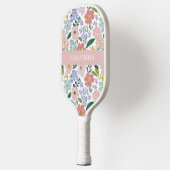 Blozende Roze Wilde Bloem Waterverf Naam Pickleball Paddle (Links)