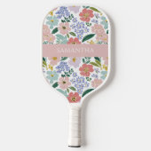 Blozende Roze Wilde Bloem Waterverf Naam Pickleball Paddle (Achterkant)