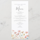 Blozende Roze Wilde Bloem Waterverf Trouw Plat Men Menu (Voorkant)
