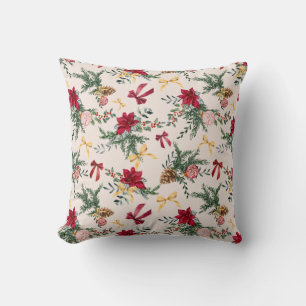 Blozende Roze Winter Botanische Groene Boog Patroo Kussen