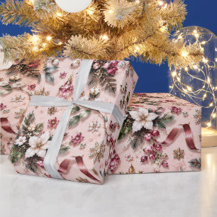 Blozende Roze Winterbloem Cadeaupapier