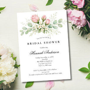 Blozende Roze Witte Bloemen Elegante Bruiloft Fees Kaart