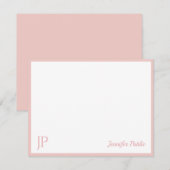 Blozende Roze Witte Chic Handgeschreven Script Mon Notitiekaartje (Voorkant / Achterkant)