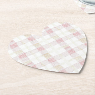 Blozende Roze Witte Crème Plaid Strepen Bruidsdouc Kartonnen Onderzetters