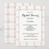 Blozende Roze Witte Crème Plaid Strepen Bruidsfees Kaart (Voorkant / Achterkant)
