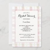 Blozende Roze Witte Crème Plaid Strepen Bruidsfees Kaart (Voorkant)