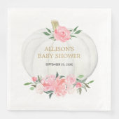 Blozende roze witte groen bloemige witte pompoenen servet (Voorkant)