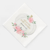 Blozende roze witte groene bloemen witte pompoenen servet (Hoek)