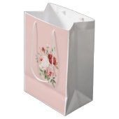 Blozende Roze Witte Rode Rozen Bloemrijke Bruiloft Medium Cadeauzakje (Voorkant Gekanteld)