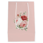 Blozende Roze Witte Rode Rozen Bloemrijke Bruiloft Medium Cadeauzakje (Achterkant)