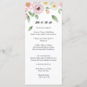 Blozende Roze Witte Roos Botanische Trouwdiner Menu (Voorkant)