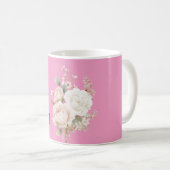 Blozende Roze Witte Rozen Bloemstuk Koffiemok (Voorkant rechts)
